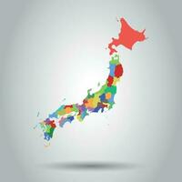 Japan map icon. Flat vector illustration. Japan sign symbol with shadow on white background.