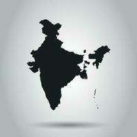 India map icon. Flat vector illustration. India sign symbol with shadow on white background.