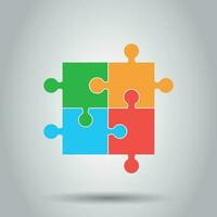 Colorful jigsaw puzzle vector. Flat illustration. Puzzle game. Simple business concept pictogram. vector