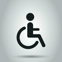 Man in wheelchair vector icon. Handicapped invalid people sign illustration. Business concept simple flat pictogram on isolated background.