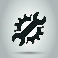 Service tools flat vector icon. Cogwheel with wrench symbol logo illustration. Business concept simple flat pictogram on isolated background.