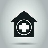 Hospital building vector icon. Infirmary medical clinic sign illustration. Business concept simple flat pictogram on isolated background.