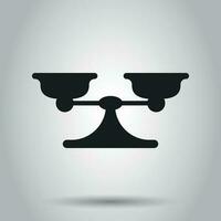 Scale weigher vector icon. Weigher, balance sign illustration. Business concept simple flat pictogram on isolated background.
