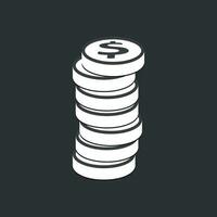 Money silhouette icon on black background. Coins vector illustration in flat style. Icons for design, website.