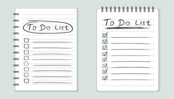 Realistic notepad with spiral. To do list icon with hand drawn text. School business diary. Office stationery notebook on isolated background vector