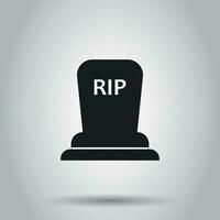 Halloween grave icon. Vector illustration on isolated background. Business concept gravestone rip tombstone pictogram.