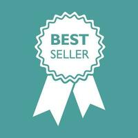 Best seller ribbon icon. Medal vector illustration in flat style on isolated background.