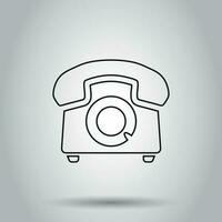 Phone icon in line style. Vector illustration on isolated background. Business concept old telephone pictogram.