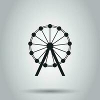 Ferris wheel carousel in park icon. Vector illustration on isolated background. Business concept amusement ride pictogram.