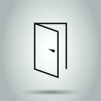 Exit door in line style icon. Vector illustration on isolated background. Business concept open door pictogram.