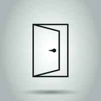 Exit door in line style icon. Vector illustration on isolated background. Business concept open door pictogram.