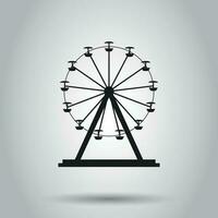 Ferris wheel carousel in park icon. Vector illustration on isolated background. Business concept amusement ride pictogram.