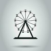 Ferris wheel carousel in park icon. Vector illustration on isolated background. Business concept amusement ride pictogram.