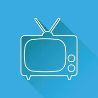 televisión icono vector ilustración en línea estilo aislado en azul antecedentes con largo sombra. televisión símbolo para web sitio diseño, logo, aplicación, ui