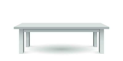 Vector 3d table for object presentation. Empty white top table isolated on white background.