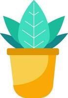 Houseplant in a yellow pot vector illustration. Flat design for plant and flower design element