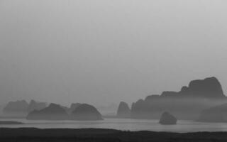 Black and White Color of Picture of Phang Nga Bay Form Samed Nangche Viewpoint photo