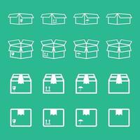 Set of packaging box icon. Flat shipping pack simple vector illustration.