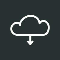 Cloud line icon. Internet download symbol. Flat vector illustration on black background.