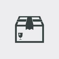 cerrado caja icono. Envío paquete plano vector ilustración en blanco antecedentes.