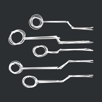 Hand drawn circuit board icon. Doodle scetch technology scheme symbol flat vector illustration on black background.