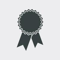 Badge with ribbon icon. Vector illustration in flat style on white background.