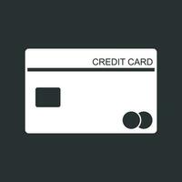 Credit card icon. Banking card vector illustration in flat style on black background.