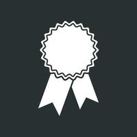 Badge with ribbon icon. Vector illustration in flat style on black background.