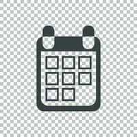 Calendar icon on isolated background, vector illustration. Flat style. Icons for design, website.