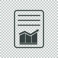 Document with chart symbol. Flat vector illustration