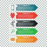 infografía plantillas con teléfono inteligente, gente, engranaje, lupa y SMS mensaje para negocio. color plano vector ilustración