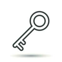 Key Icon vector illustration in flat style isolated on white background. Unlock line symbol for web site design, logo, app, ui.