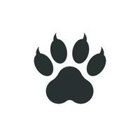 Paw print icon vector illustration isolated on white background. Dog, cat, bear paw symbol flat pictogram.