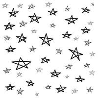 Hand drawn star pattern with ink doodles. Simple vector illustration on white background.