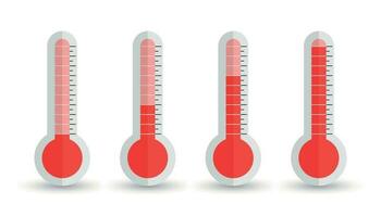 Thermometers icon with different levels. Flat vector illustration isolated on white background.