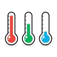 Thermometers icon with different levels. Flat vector illustration isolated on white background.