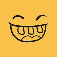 Simple smile with tongue vector icon. Hand drawn face doodle illustration on orange background.