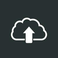 Cloud line icon. Internet download symbol. Flat vector illustration on black background.