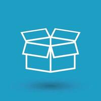 Open box icon. Shipping pack flat vector illustration on blue background.