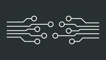 Circuit board icon. Technology scheme symbol flat vector illustration on black background.