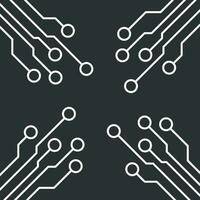 Circuit board icon. Technology scheme symbol flat vector illustration on black background.