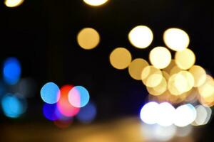 Street light night bokeh background. photo