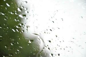 Blurred image of raindrops on the rear view mirror of car, soft focus photo