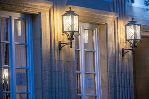 street lamp in the town in the night photo