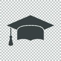 graduación gorra plano diseño icono. terminar educación símbolo. graduación día celebracion elemento. vector ilustración en aislado antecedentes.