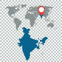 Detailed map of India and World map navigation set. Flat vector illustration.