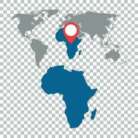 Detailed map of Africa and World map navigation set. Flat vector illustration.