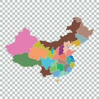 China map with province region. Flat vector illustration on isolated background