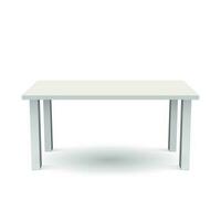 Vector 3d table for object presentation. Empty white top table isolated on white background.