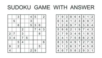 sudoku juego con respuesta. vector rompecabezas juego con números para niños y adultos ilustración en blanco antecedentes.